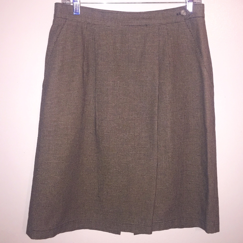 Lands End Direct Merchant Vintage Wool Blend Tan Business Skirt Size 14